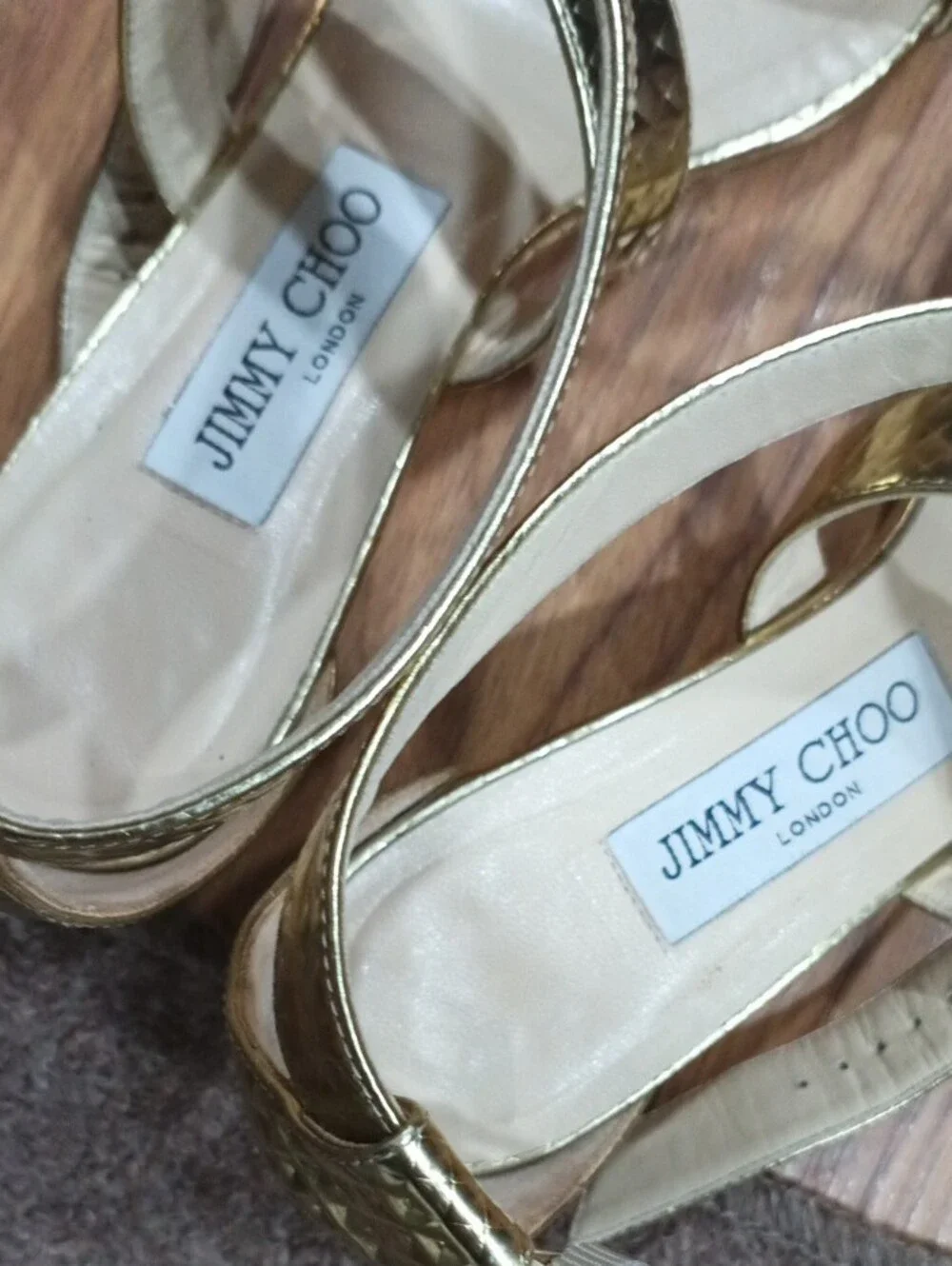 Elegant Gold Metallic Strappy Wedge Sandals